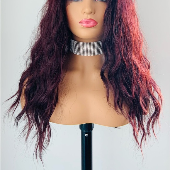 Burgundy Wine Loose Wave 13x2 Lace Front Synthetic Wig - Picture 2 of 15